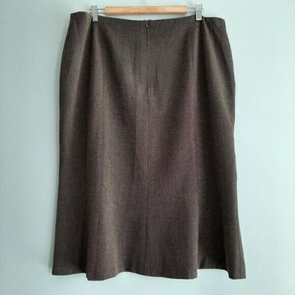 LAURA PLUS / Light Fabric Tweed Midi Skirt Brown & Cream Sz 18 - Picture 6 of 9